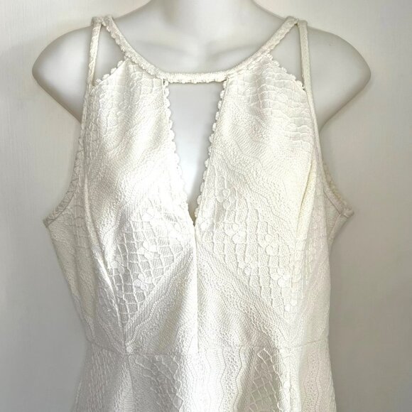 FREE PEOPLE SIZE 10 IVORY WHITE LACE FIT & FLARE SKATER DRESS - Picture 6 of 16